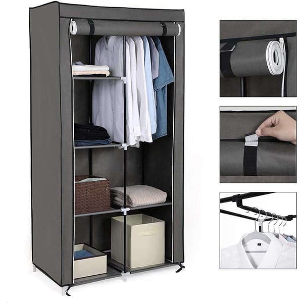 Sammenfoldelig stof garderobe - grå