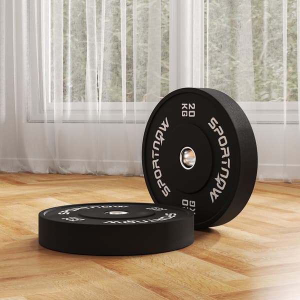 Olympisk vægtsæt 2 x 20 kg - Gummi vægtskiver | Farve: Sort