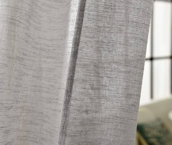 Setti 2 läpinäkyvää verhoa pellava look | Vaalean harmaa | 140x245 cm