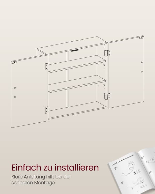 Badeværelsesskab duegrå - MDF - 18 x 60 x 60 cm - Letvægts - Nem montering