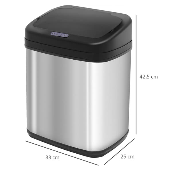 Sensor affaldsbeholder 20L med bevægelsessensor | Farve: Sølv | Mål: 25x33x42,5 cm