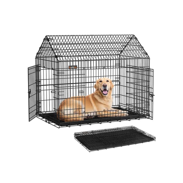 Sammenfoldelig hundekasse - dobbeltdøre - sort - 120 x 72,5 x 109 cm