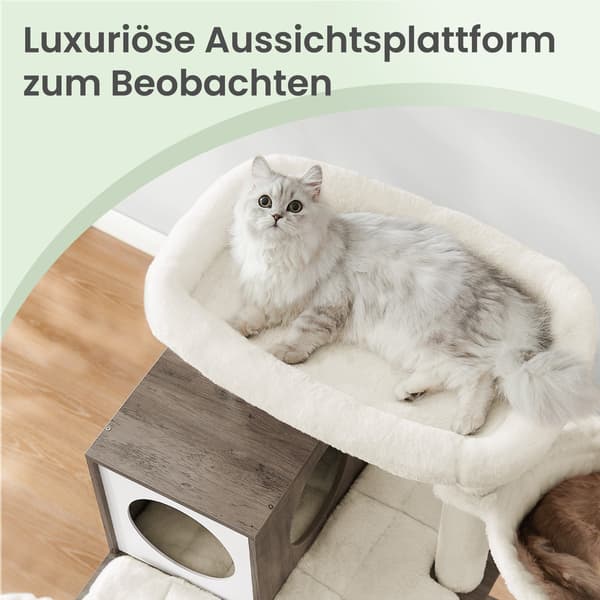 Multi-lag kat kradsestolpe med huler | Greige | 60x60x197 cm