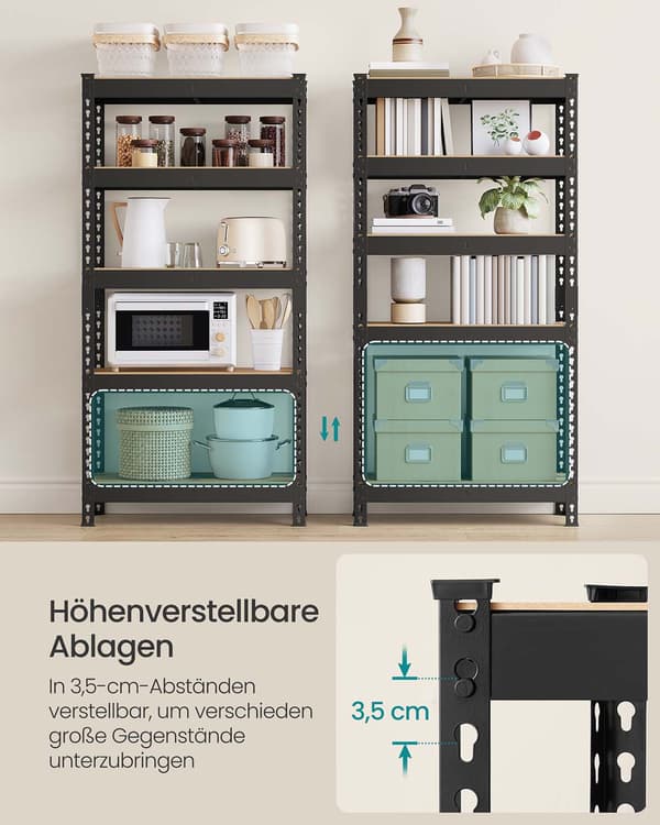 Zware 5-laags stellingkast van staal - 30x75x150 cm