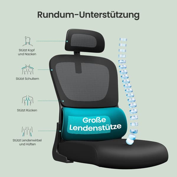 Ergonomisk kontorstol med mesh ryglæn