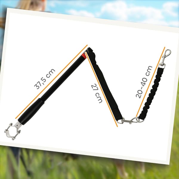 Cykel hundesnor - Elastisk reb, stålrør, 124 cm | Farve: Sort