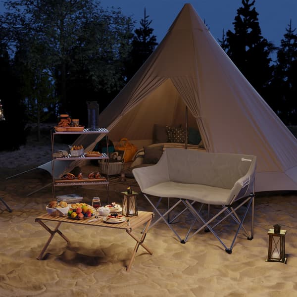 Fällbar 2-sits campingstol - Grå | Färg: Grå | Mått: 57x120x95 cm