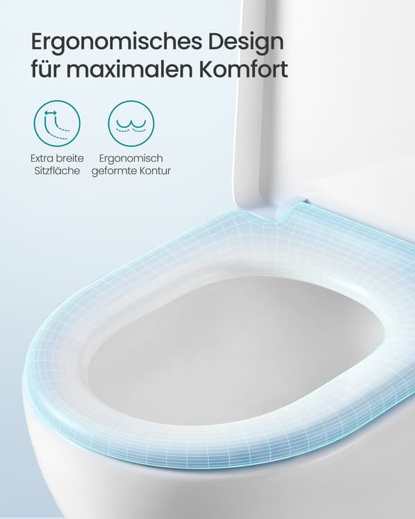 D-formad toalettsits med soft close | Vit