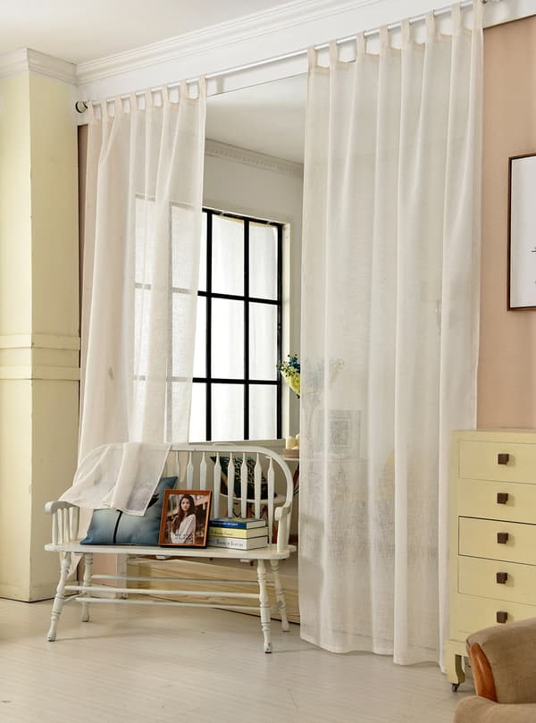 Sheer Loop Gardin i linnelook | Grädde | 140x225 cm
