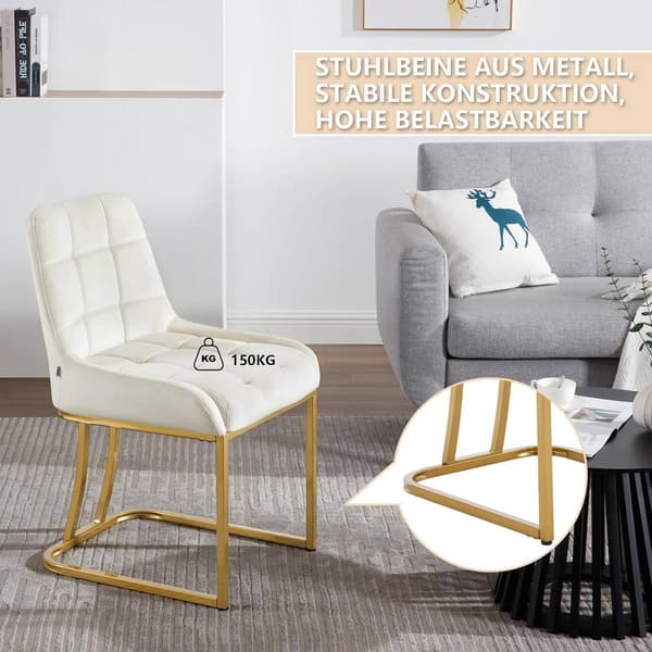 6-osainen ruokasalin tuolisarja samettiverhoilulla | Beige