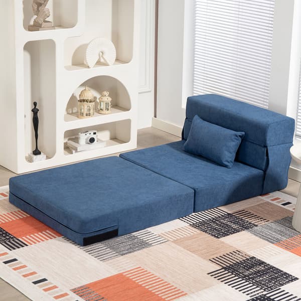 Gulv sovesofa - Blå sofa | Farve: Blå | Mål: 210x80x15 cm