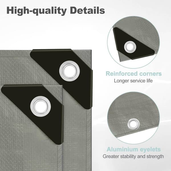 Vedenpitävä pressu silmukoilla 280 g/m² PE | Harmaa | 5x6 m