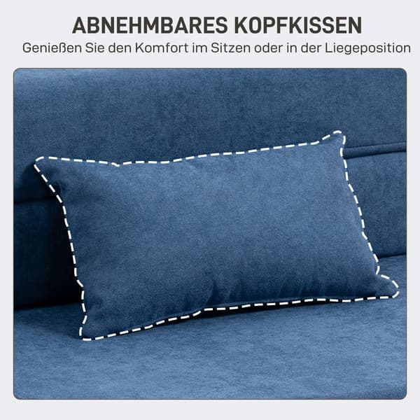 Gulv sovesofa - Blå sofa | Farve: Blå | Mål: 210x80x15 cm