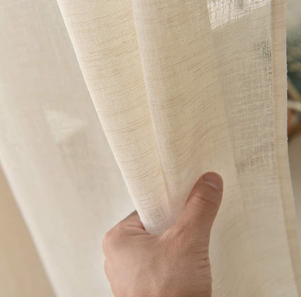 Sheer Loop Gardin i linnelook | Grädde | 140x225 cm