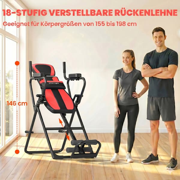 3-i-1 inversionstabel | Farve: Sort+Rød | Mål: 69x161x146 cm