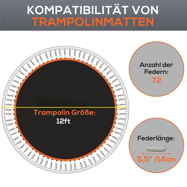 Trampolinmåtte til rund trampolin Ø366 cm - Udskiftningsmåtte | Farve: Orange, sort