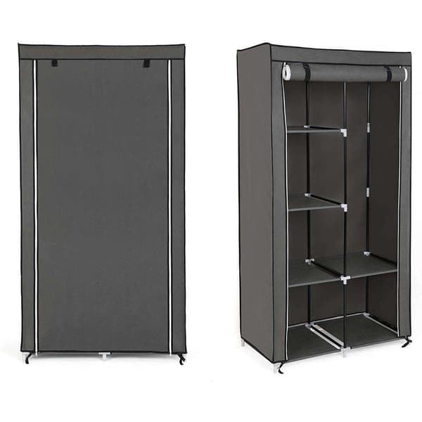 Sammenfoldelig stof garderobe - grå
