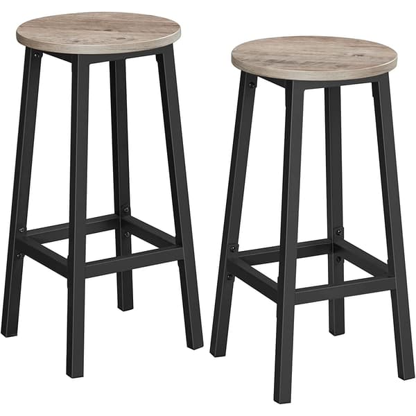 Barstolar set om 2 - Metall och trä - Grå - 32 x 65 cm