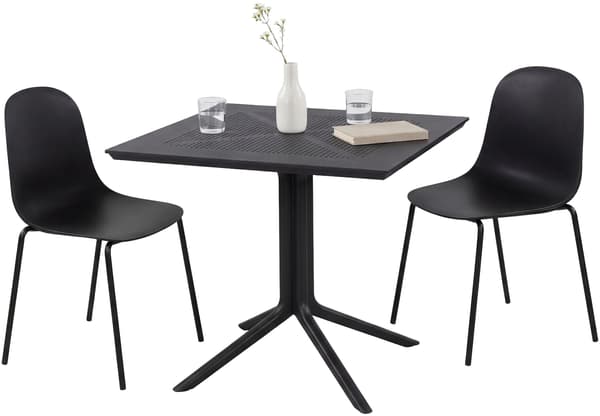 Zeron havemøbelsæt med 2 stole | Farve: sort | Mål: 186x80x85 cm