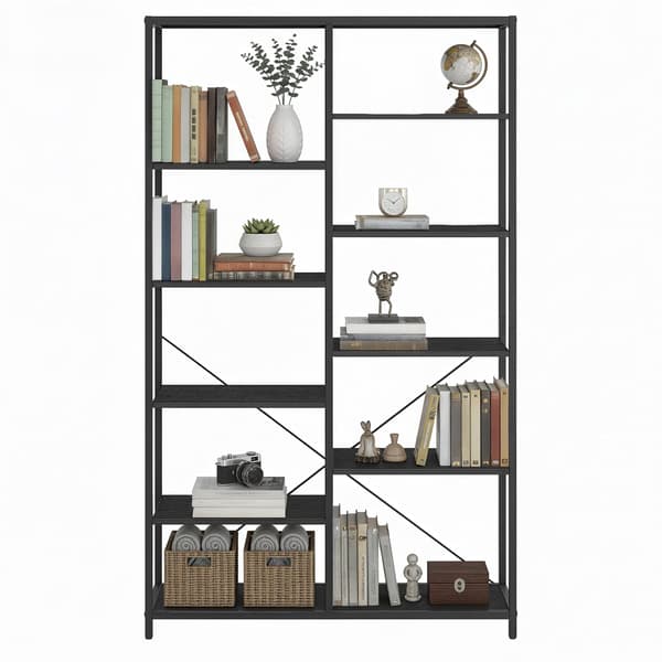5 plan reol med nem montering | Sort | 100x30x170 cm