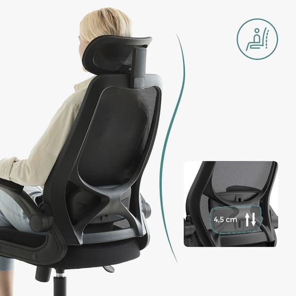 Ergonomisk kontorstol - sort - justerbar sædehøjde - stålstel