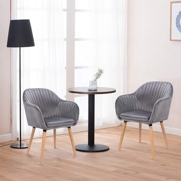 Set med 2 matsalsstolar i sammet | Mörkgrå | 40x40x81 cm