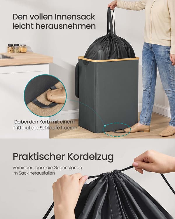Pullonkeräimen jäteastia 135 l Harmaa/ruskea - 52,5 x 38,5 x 70,5 cm