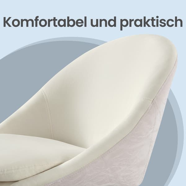 Make-up stol med fløjlsfront og skumpolstring | Hvid | 60x60x80-90 cm
