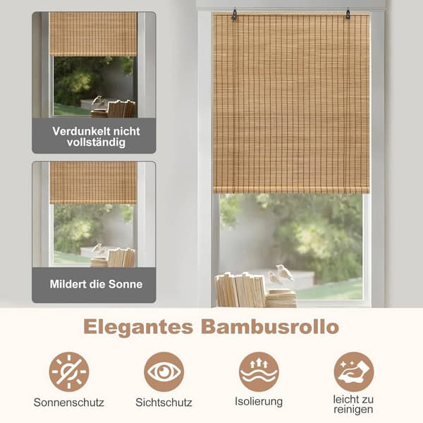 Bambu rullgardin ljusfiltrerande sidodrift | Brun | 80x220 cm
