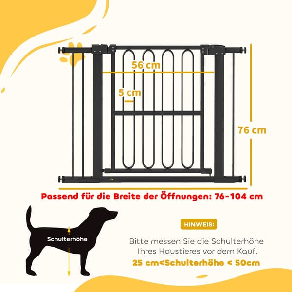 Hundelåge - Sikkerhedshegn til hunde uden boring | Farve: Sort