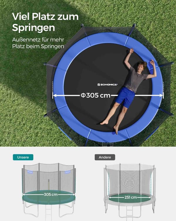 Utomhustrampolin för barn – certifierad – 150 kg – 76 cm – galvaniserat stål