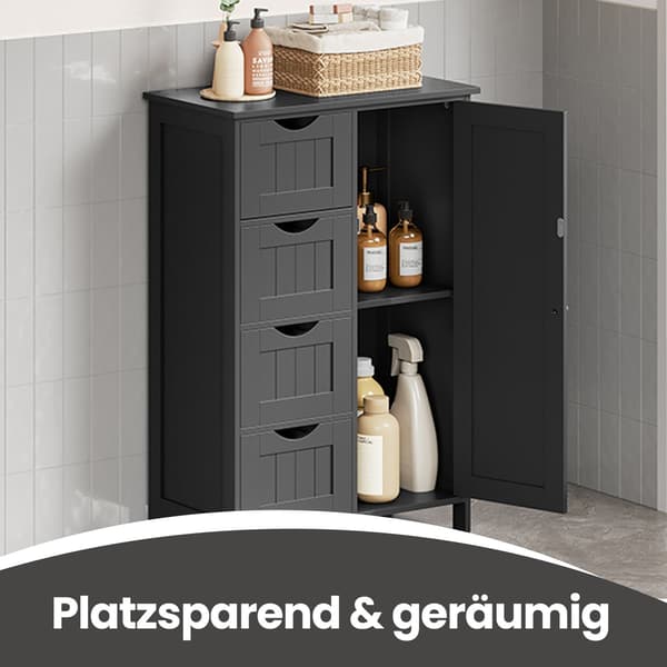 Smalt badeværelsesskab - sort MDF - 30 x 55 x 82 cm