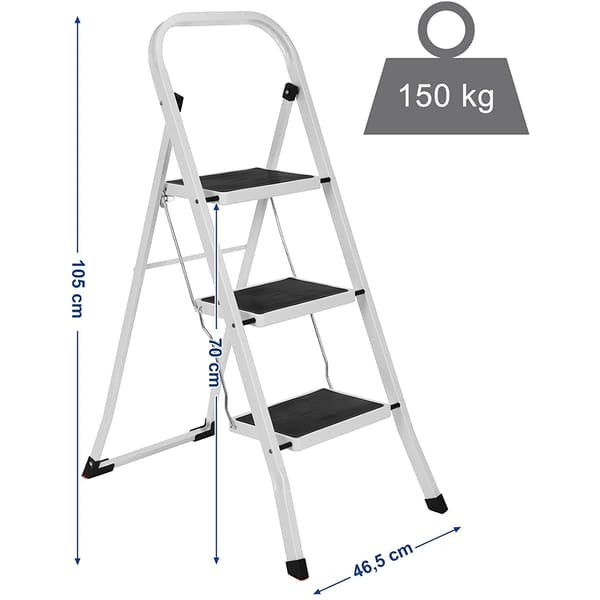 Husstandstrapper 3 trin, foldbar, bæreevne 150 kg