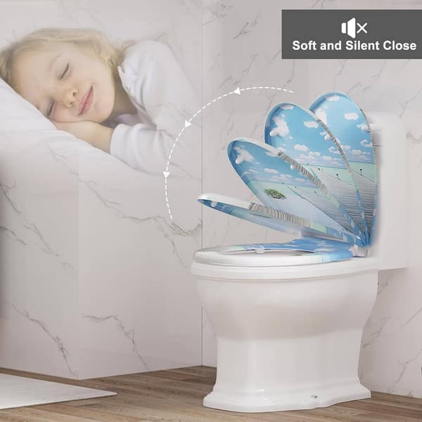 Toiletsæde med soft close og quick release O-form | Bro blå