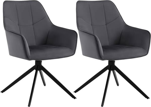 Vridbara matsalsstolar 2 stycken med armstöd | Mörkgrå | 58x63,5x86 cm