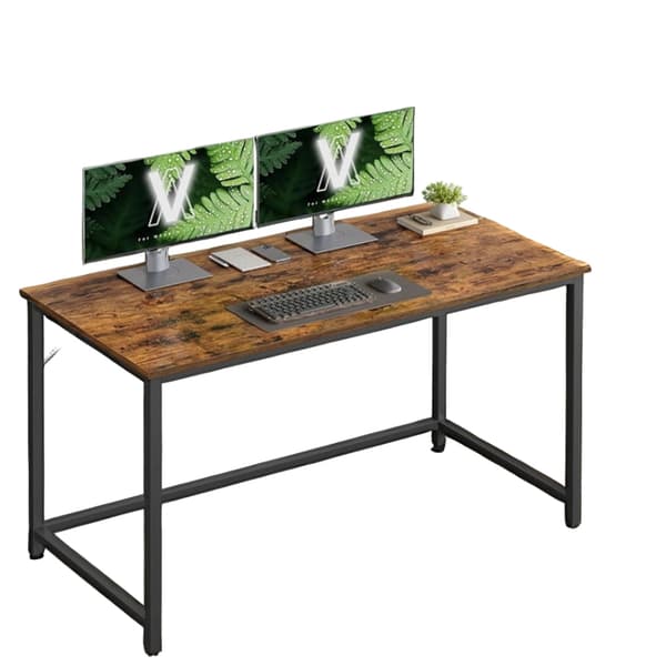 Skrivebord, brun-sort, træspånplade & stål, 120 x 60 x 75 cm