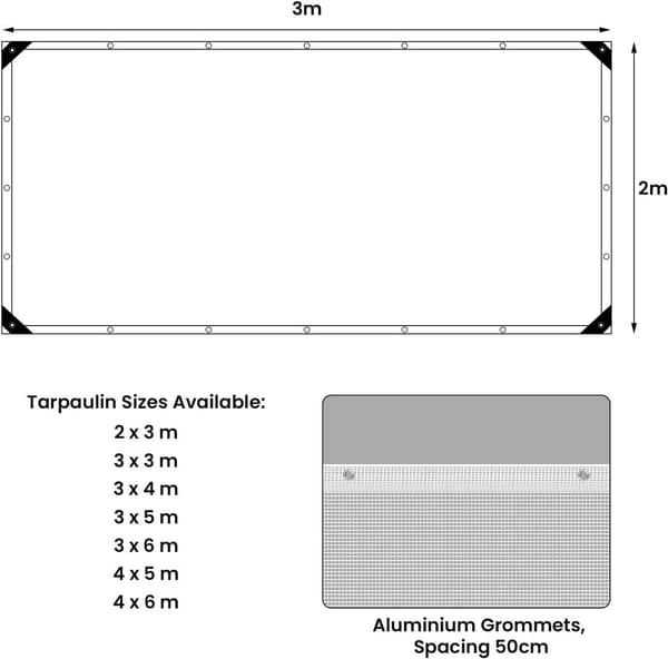 Vedenpitävä pressu silmukoilla | Läpinäkyvä | 4x5 m