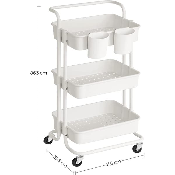 Köksvagn serveringsvagn, 3 plan, 2 bromsar, plastförvaringsfack, svart