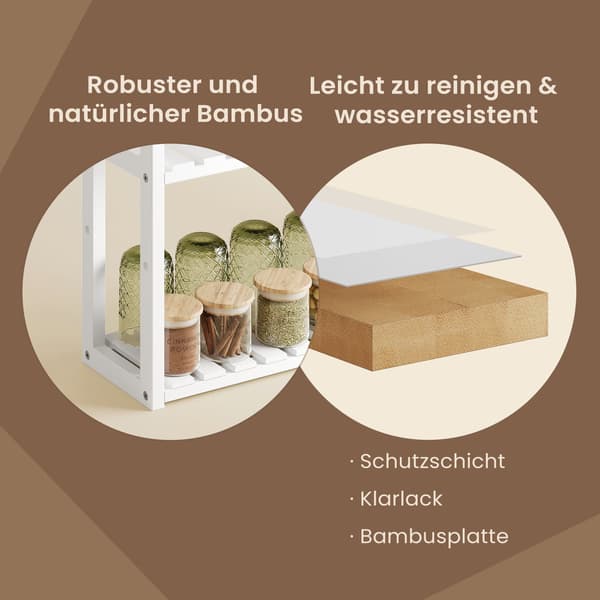 Badrumsställ i bambu med justerbara hyllplan - 60x54x15 cm