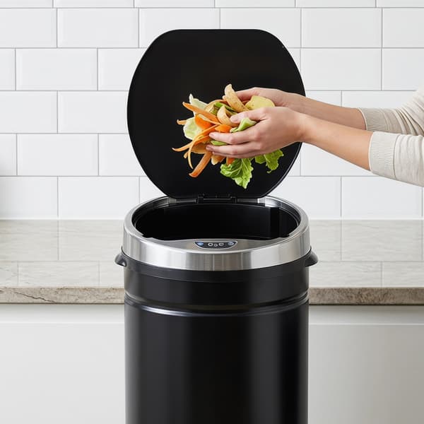 Sensor affaldsbeholder 50L med infrarød sensor | Farve: Sort | Mål: 30,5x30,5x81,5 cm