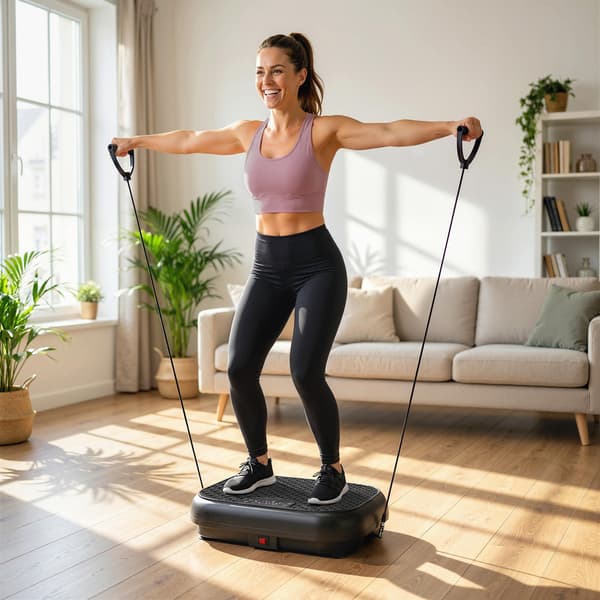 Vibrationsplade 120 positioner, 5 programmer med bånd | Farve: Sort | Mål: 32x48x12,5 cm