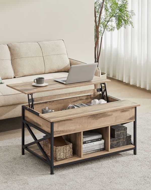 Sofabordssæt - Sidebord - Spånplade og stål - 60 x 100 x 62 cm - Kamel brun-sort