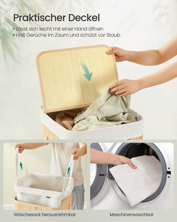 Bamboe wasmand - eco-vriendelijk - 40 x 40 x 61 cm