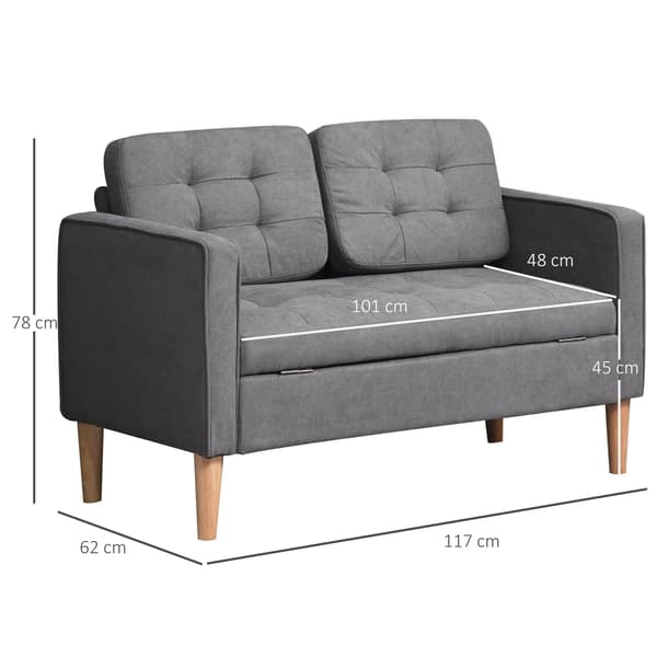 Sofa med opbevaring - Grå sofa | Farve: Grå | Mål: 111x62x78 cm