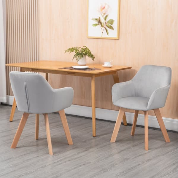 Sæt med 2 spisestuestole med fløjlspolstring | Farve: Grå | Mål: 57x54x80 cm