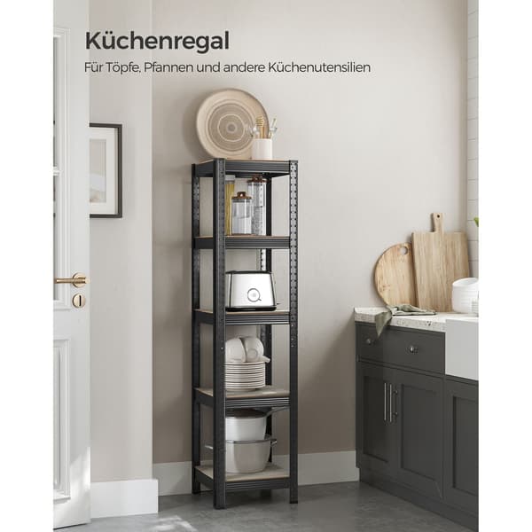 3-lags reol - greige sort - stål MDF - 37x37x150 cm