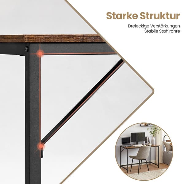 Skrivebord, brun-sort, træspånplade & stål, 120 x 60 x 75 cm