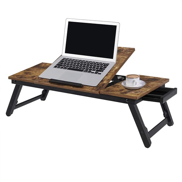 Laptopbord - bærbar stativ - foldbar - justerbar - op til 14,3 tommer - brun/sort