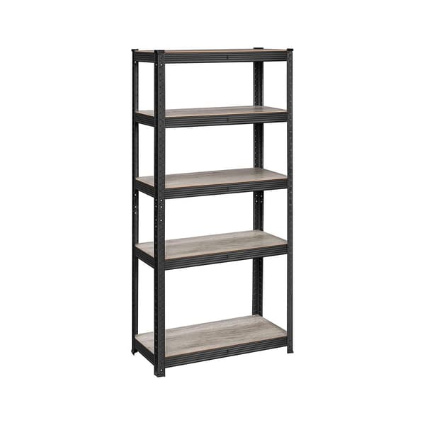 Metalopbevaringsstativ, 5 niveauer, sort, 150 x 75 x 30 cm