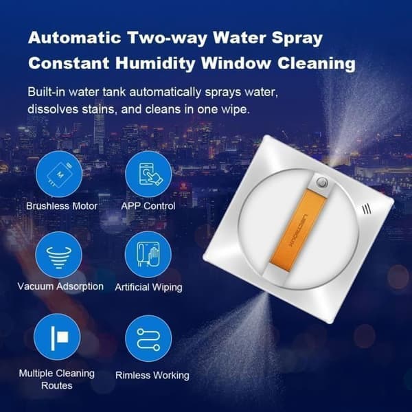 Robot Vinduesvasker - LIECTROUX - YW710 - Dobbelt Spray - Stemmeassistent - Hastighed 3,5 minm